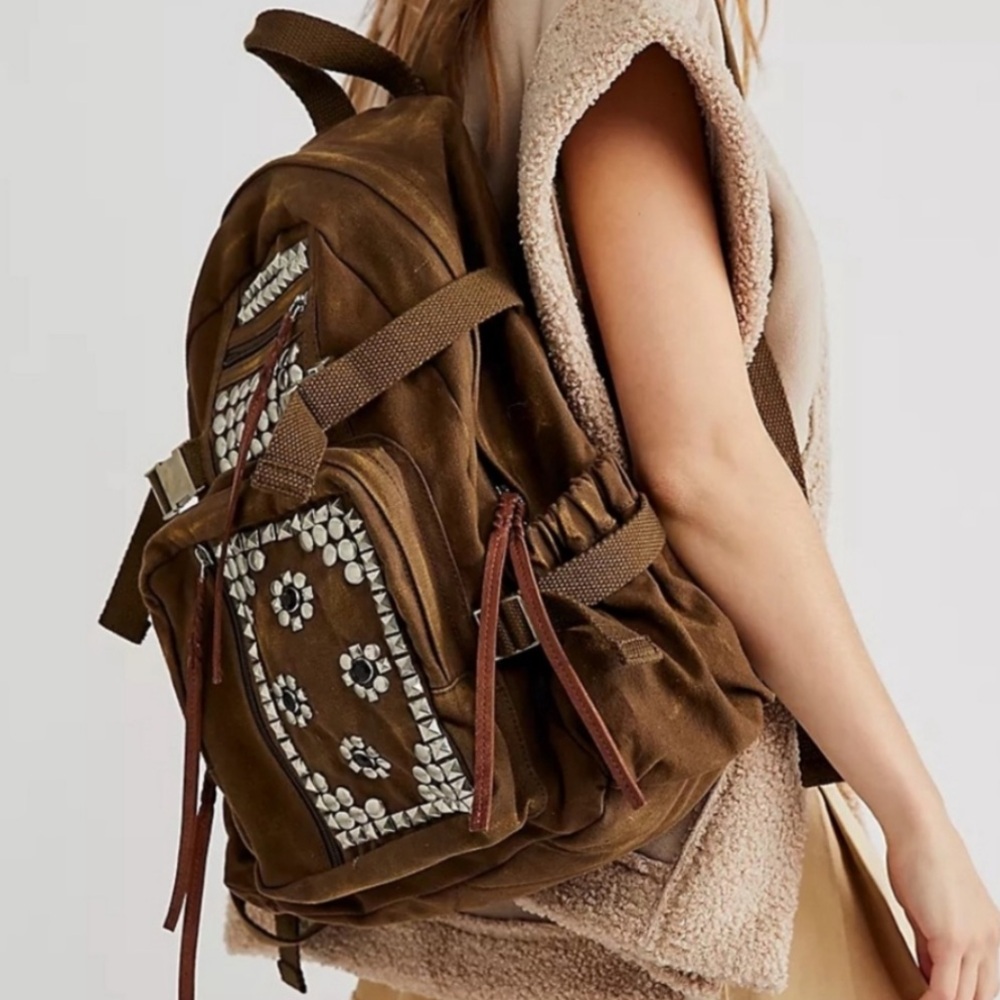 Free People Canvas Studded Backpack - Picture 1 of 8